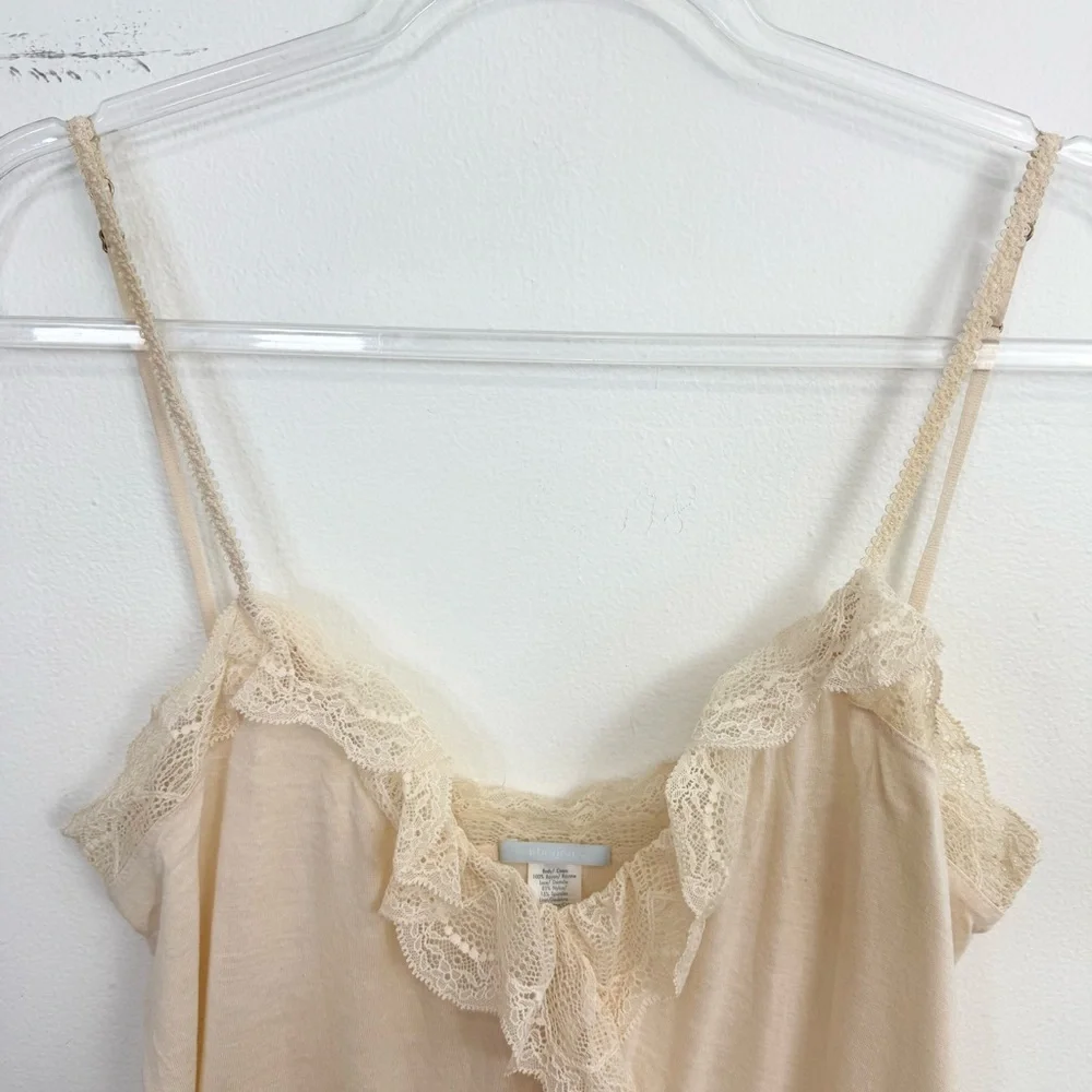 Eberjey Bonnie Ruffle Teddy Romper Cream Lace Sleepwear Lounge Size M